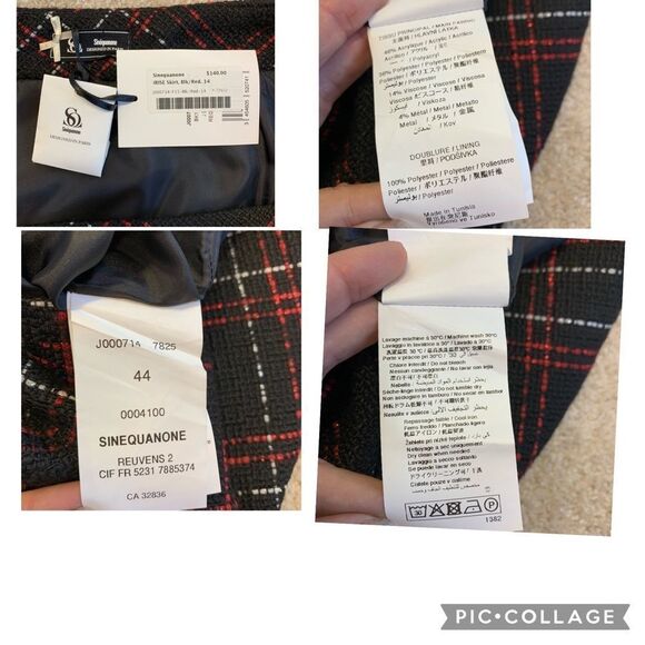 Sinequanone NWT Red Black Plaid Irise Skirt Size 14 - Picture 5 of 8